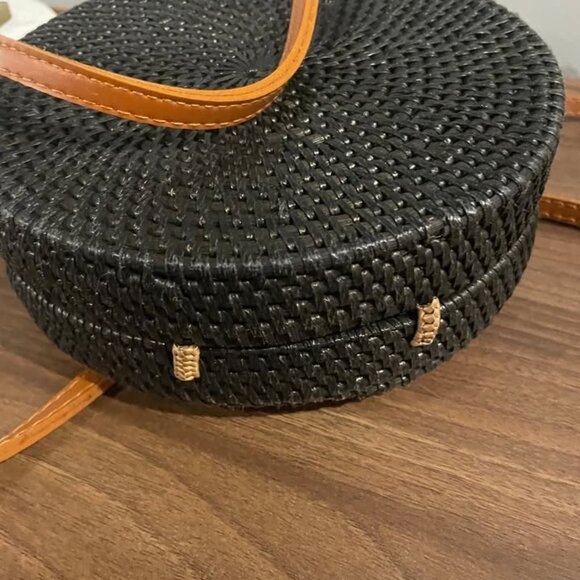 Anthropologie Lyra Rattan Crossbody Bag Adjustable Strap - Picture 4 of 7